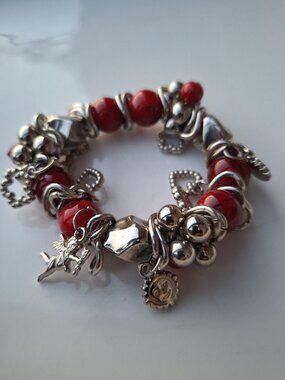 Charm Bracelet Red Beads